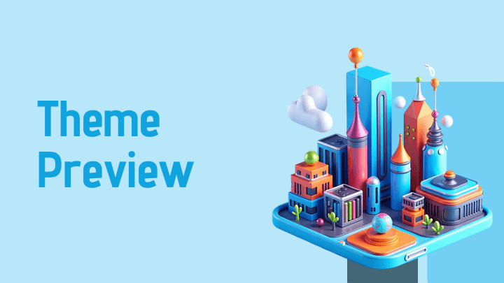 Sky blue background with colorful 3D isometric city illustration